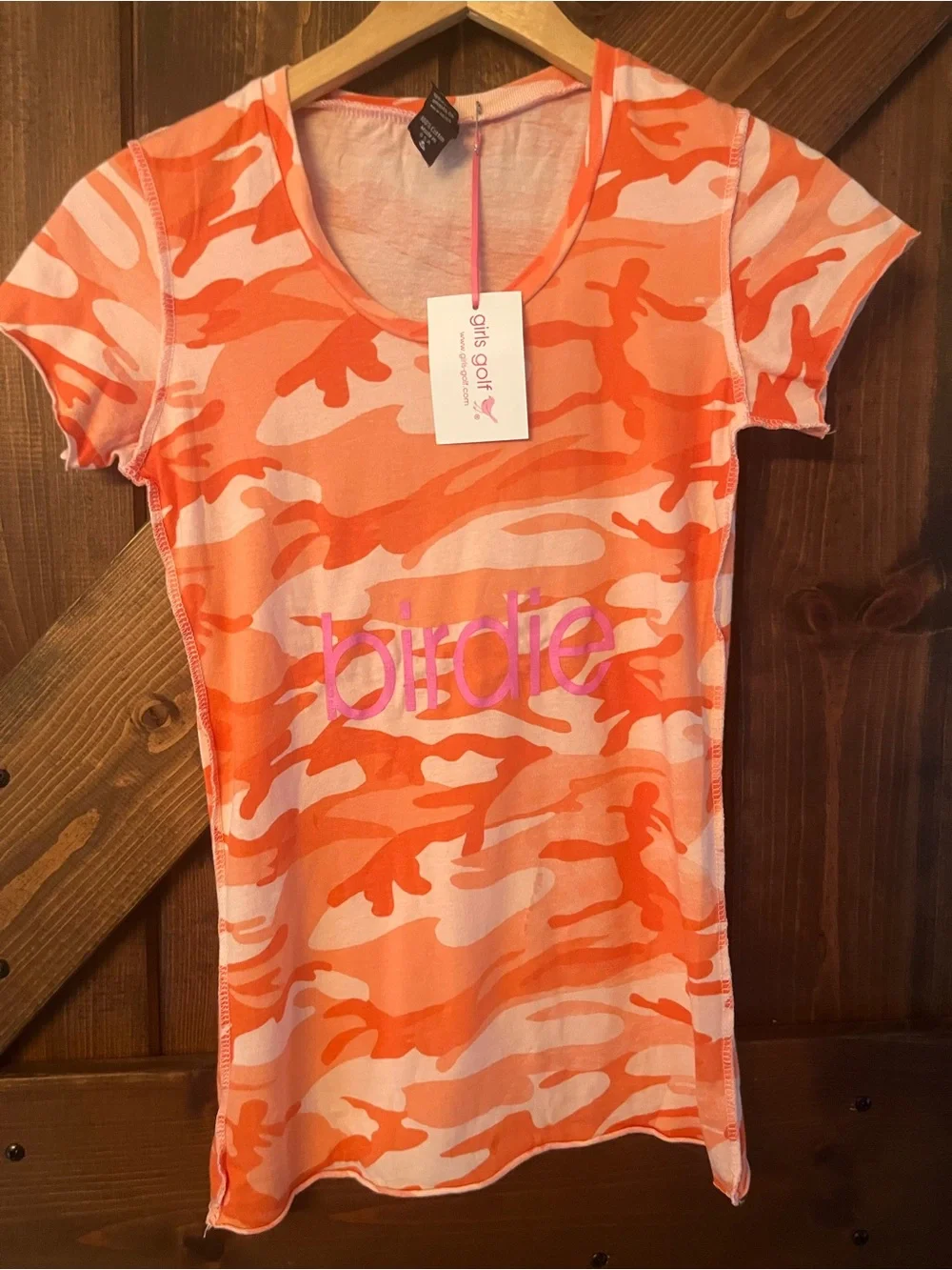 Women’s GOLF “Birdie” Camo Short Sleeve Tee- great for golf team! $25each S/M/L